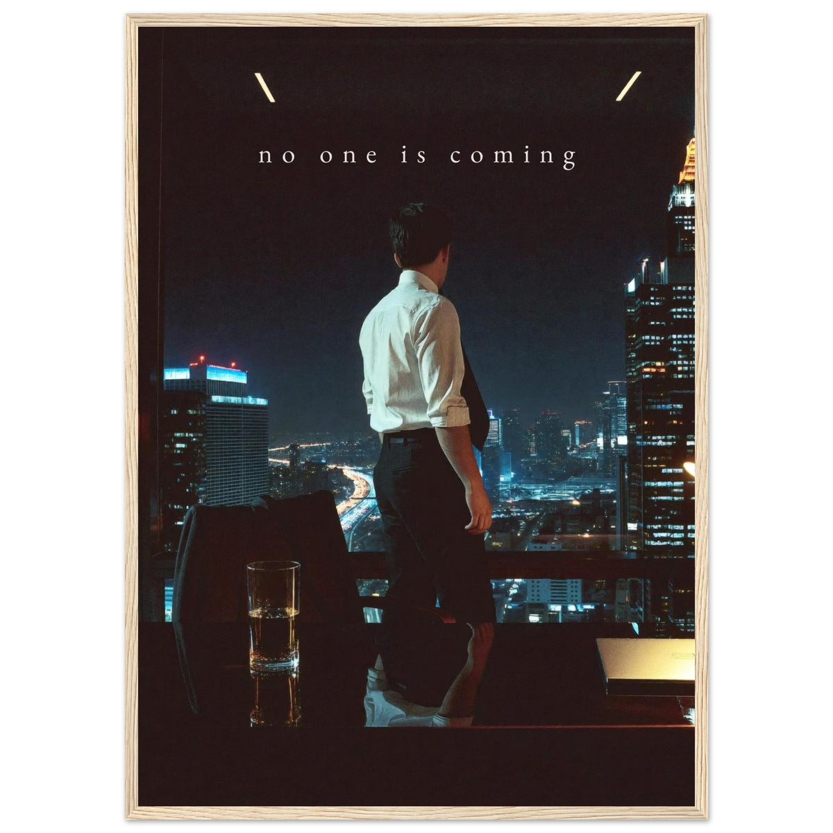NO ONE IS COMING, 50×70 cm, natural wood frame