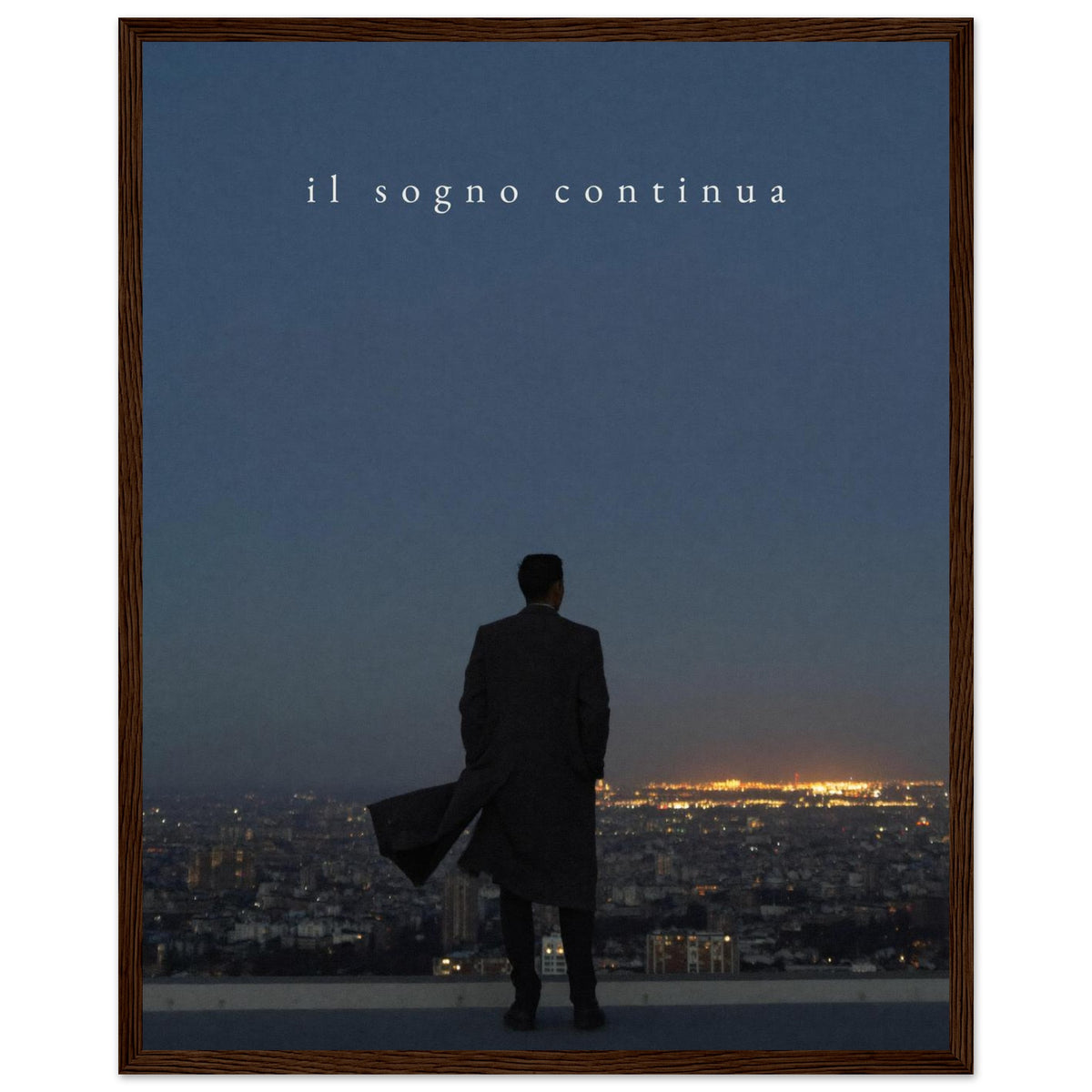 IL SOGNO CONTINUA, 40×50 cm, dark wood frame