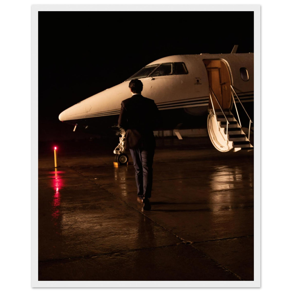 BOARDING SOON, 40×50 cm, white frame