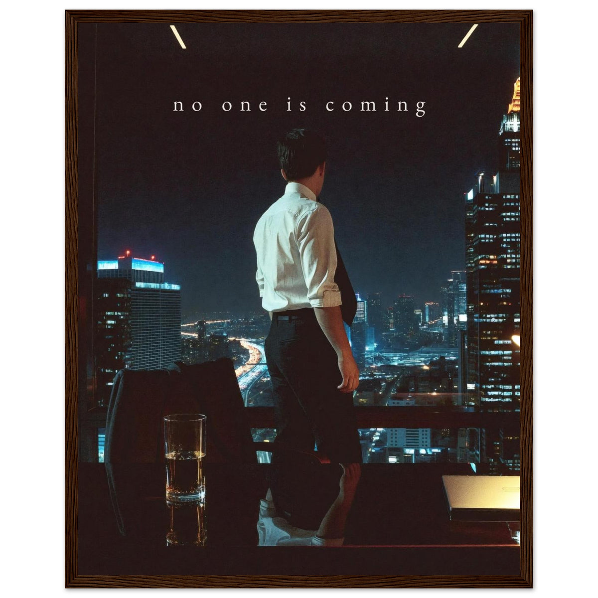 NO ONE IS COMING, 40×50 cm, dark wood frame