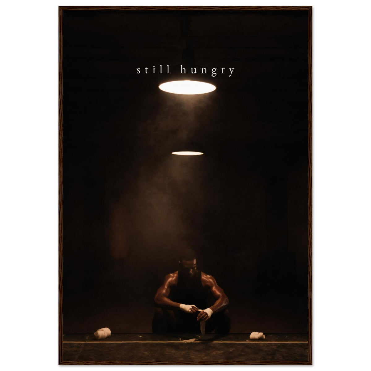 STILL HUNGRY, 70×100 cm, dark wood frame
