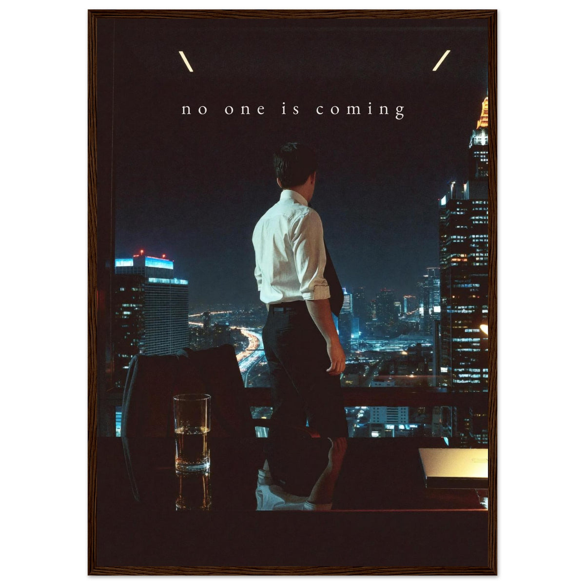 NO ONE IS COMING, 50×70 cm, dark wood frame