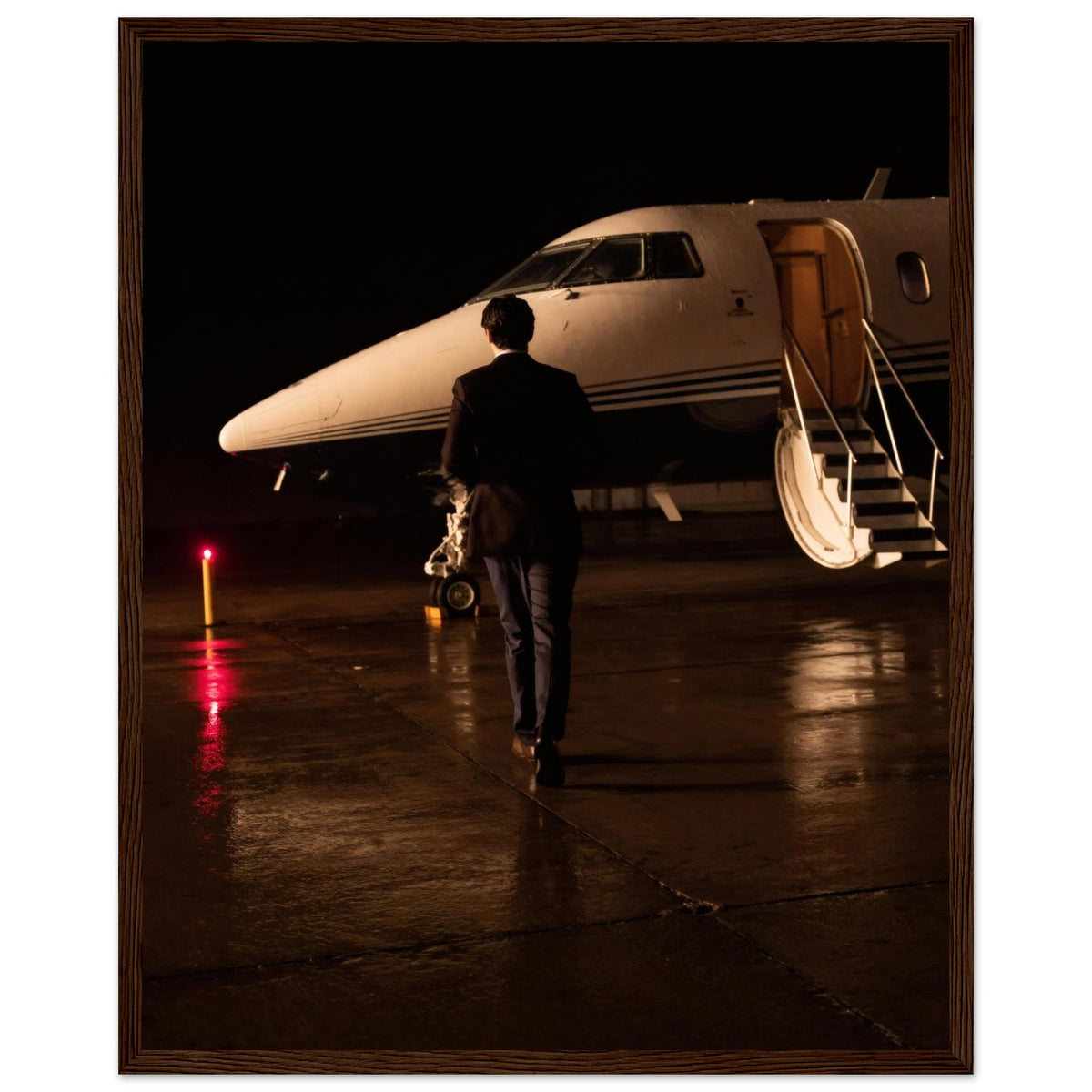 BOARDING SOON, 40×50 cm, dark wood frame
