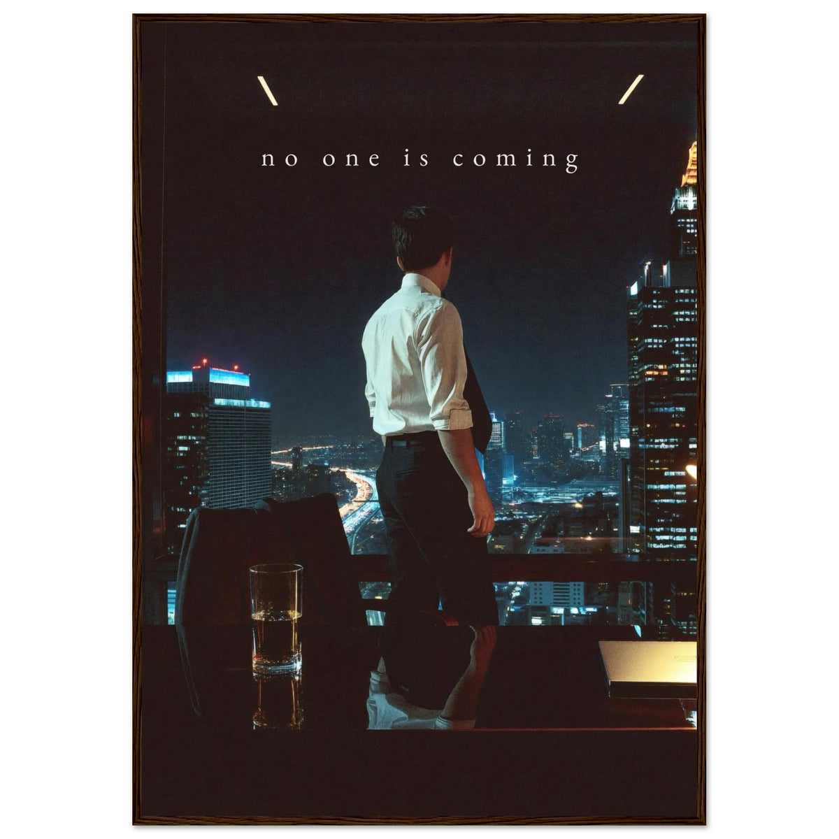 NO ONE IS COMING, 70×100 cm, dark wood frame