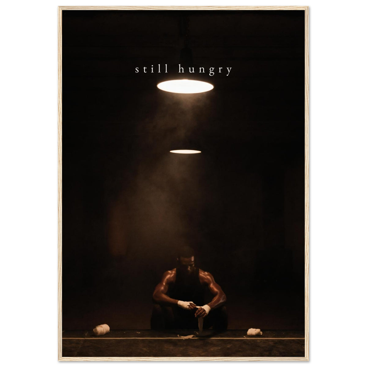 STILL HUNGRY, 70×100 cm, natural wood frame