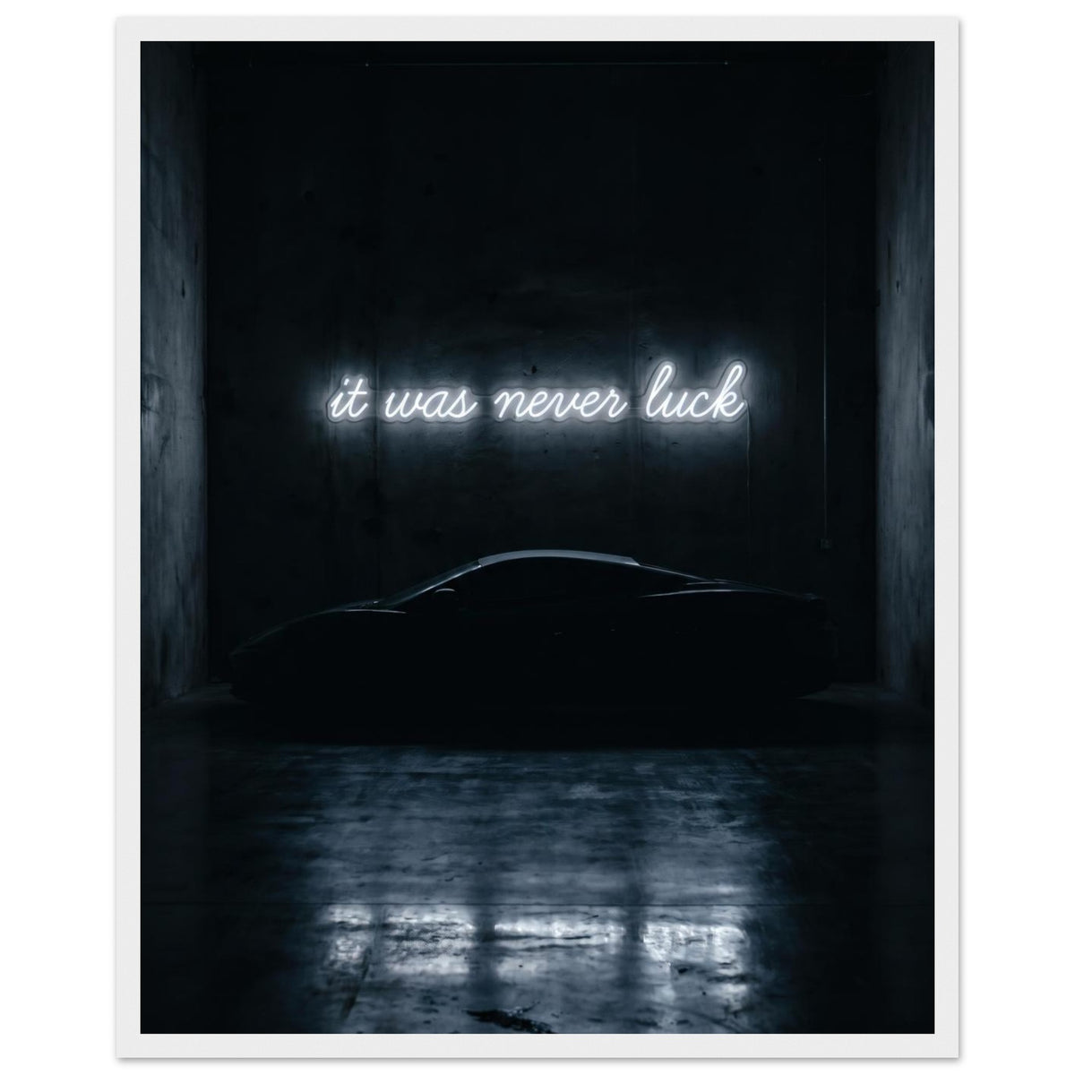 IT WAS NEVER LUCK, 40×50 cm, white frame