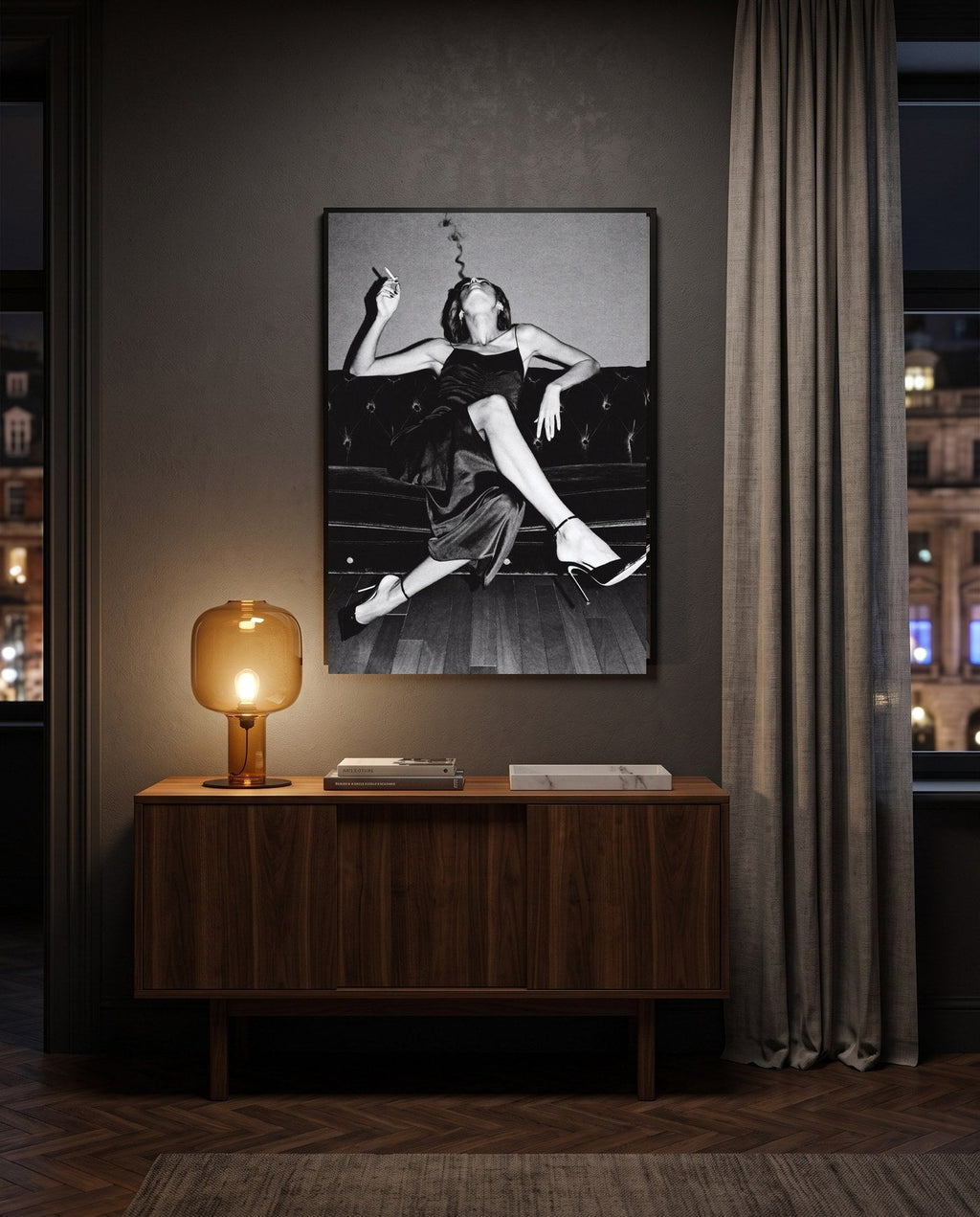 AFTER MIDNIGHT, framed print on a wall in a digitally created room