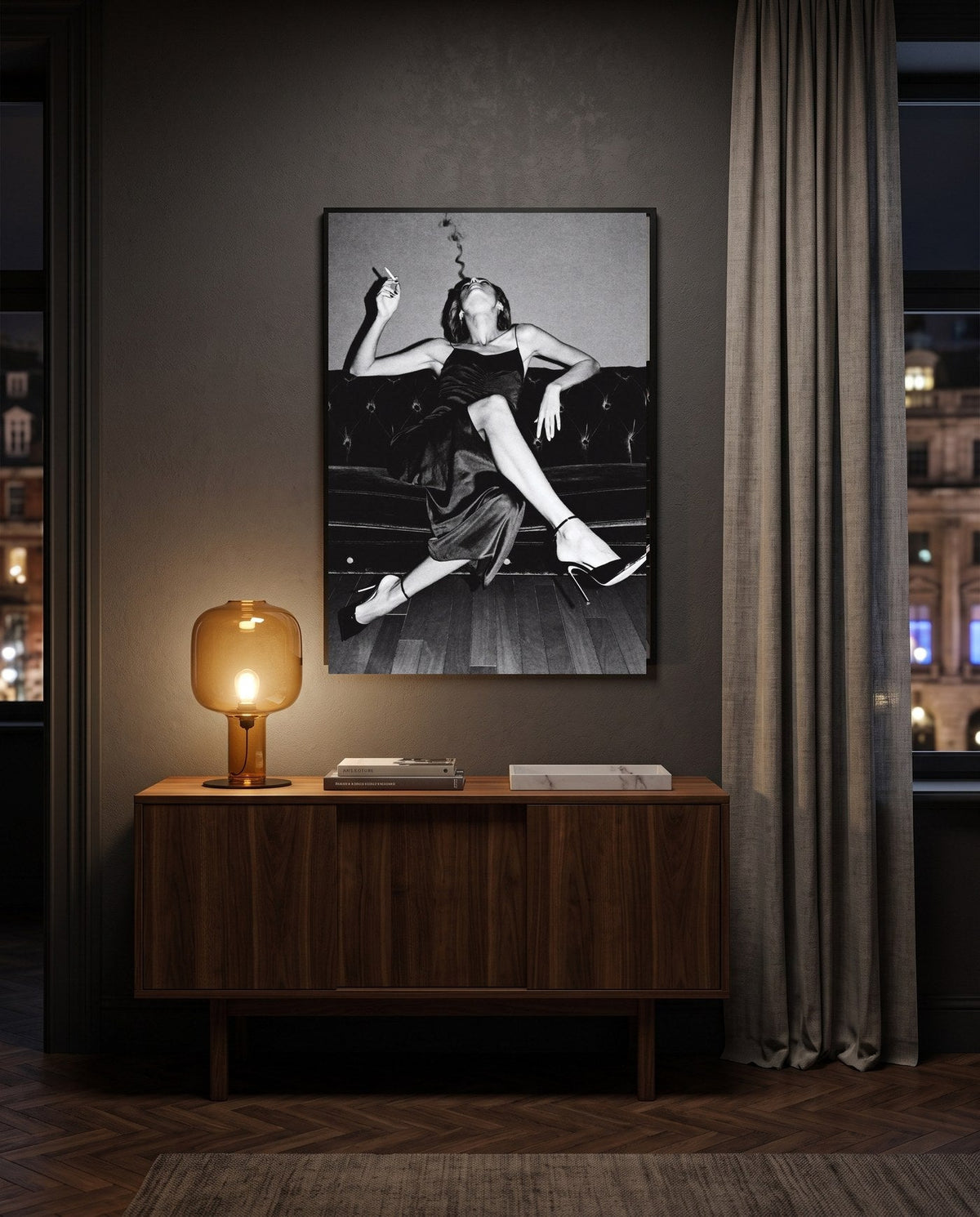 AFTER MIDNIGHT, framed print on a wall in a digitally created room