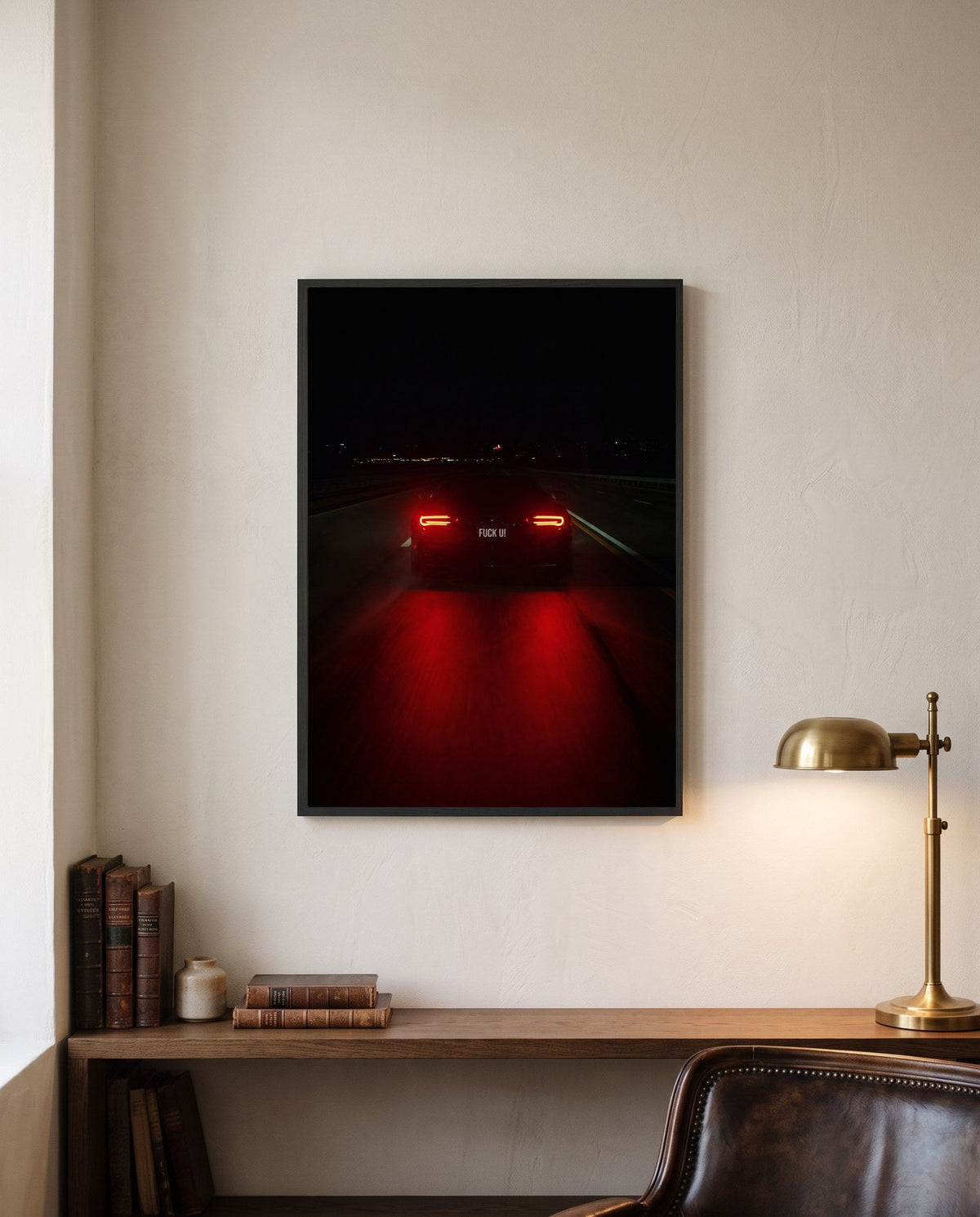 HORSEPOWER, framed print on a wall in a digitally created room